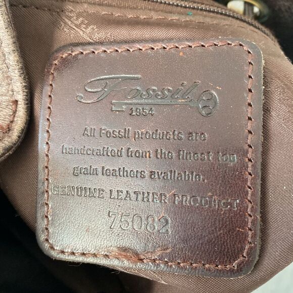 Vintage Fossil Dark Brown Leather Backpack Crossbody Bag Key Charm Boho Casual - Picture 5 of 15